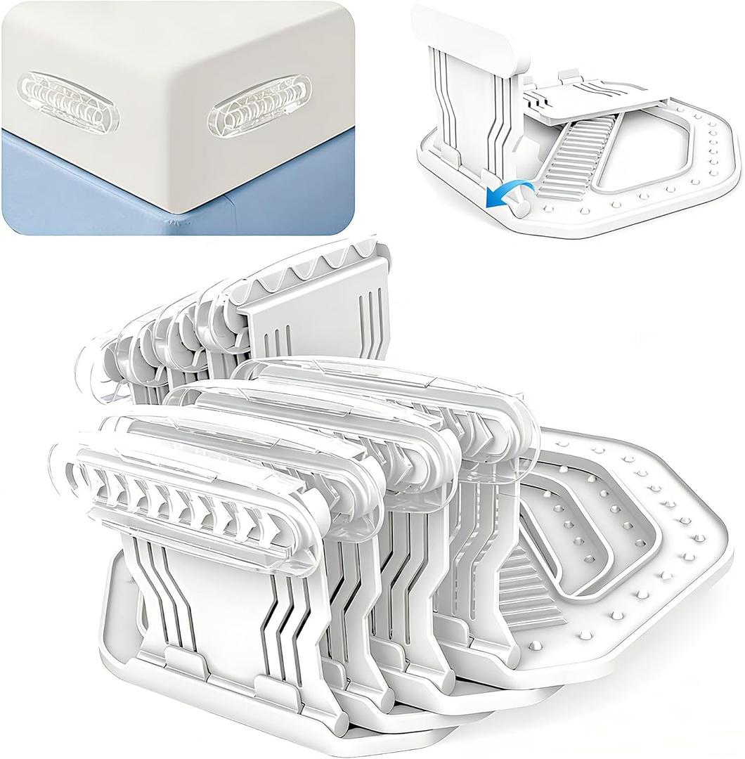 Sylphide No Slip Bed Sheet Grips 4 Pack, Heavy Duty Sheet Holders for Bed Corners, Universal Fitted Sheet Clips Fasteners Keep Sheets Firm & Wrinkle-Free, Tool-Free Installation