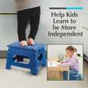 Handy Laundry Folding Lightweight Step Stool - Sturdy Enough to Support Adults and Safe Enough for Kids - Opens Easy with One Flip - Great for Kitchen, Bathroom or Bedroom (Blue) (9 Inch)