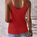Allimy Womens Pointelle Knit Top V Neck Strappy Tank Tops Summer Sleeveless Blouses Shirts Tops (XS)