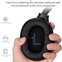 TOZO HT3 Hybrid Noise Cancelling Headphones, 90H Battery Life Wireless Over Ear Bluetooth 6.0 Foldable Headset, AI Voice Assistant with 5 Mics, Connect 2 Devices and Hi-Res Sound, 32 EQ Audio Presets (Titanium Black)