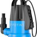 FOTING Sump Pump 3/4HP Dirty Submersible Water Pump,2400GPH Utility Pump Thermoplastic Electric Portable Transfer Water Pump for Swimming Pool Pond Basement with 16ft Power Cord, with Float Switch