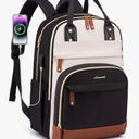 LOVEVOOK Backpack for Women, Fits 15.6 Inch Laptop Bag, School Backpacks, Fashion Travel Work Anti-theft Bag, Business Computer Waterproof College Backpack Purse, Beige-Black-Brown