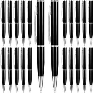 Chinco 24 pcs Mini Pens bulk Small Metal Ballpoint Stainless Steel Point Short Pen pack with Copper Fittings for Pockets Notebook Notepads Office School(Black) 