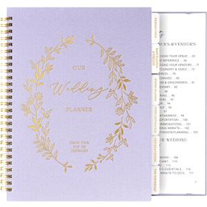 Wedding Planner Book and Organizer for Bride  Bridal Planner Notebook with Tabs, Checklist & 18-Month Calendar  Engagement Gift for Women, Wedding Binder Organizer Journal (Lavender)