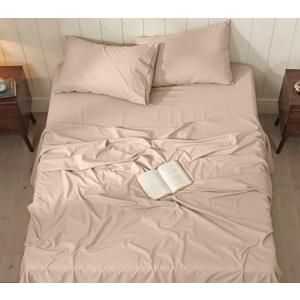 RUVANTI 100% Cotton Percale Sheets Queen Crisp Cooling Summer Bed Sheets for Hot Sleepers, Deep Pocket 14, Soft Peach Finish, Breathable & Durable Hotel-Style 4 Piece Set, Irish Cream