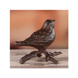 BRASSTAR Rustic Cast Iron Bird with Branches Statue Antique Garden Farmhouse Decoration Home Desk Figurine Replica Rust Color TQGJPT108
