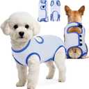 IDOMIK Soft Dog Surgery Recovery Suit, Breathable Surgical Suit for Female Spay & Male Neuter, Adjustable Dog Onesie Prevent Licking Abdominal Wound, E-Collar & Cone Alternative Pet Bodysuit,Blue,XS