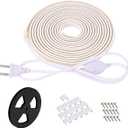 AC 120V COB LED Strip Light 2 Meter 6.56ft IP67 Waterproof LED Light Strip Cuttable White LED Strip Lighting for Indoor Bedroom Garden Outdoor Decor (White, 6.56ft)