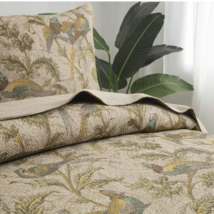 Brandream Bedding American Country Quilt Comforter Sets Cotton Birds Printing Queen Quilt Set Vintage Bedspread Coverlet Set 3 Pcs