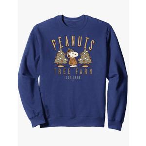 Snoopy Peanuts Tree Farm Christmas Retro Style Sweatshirt, Size L