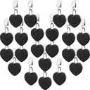24 Pack Tablecloth Weights for Outdoor Tables Heart Shape Small Tablecloth Weights Stone Pendant with Stainless Steel Clips for Holding Things Down(Black)