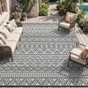 MontVoo Outdoor Rug Carpet Waterproof 9x18 Outdoor Patio Rug Mat Reverisble Plastic Straw Outdoor Rug for RV Camping Picnic Beach Balcony Boho Grey Large