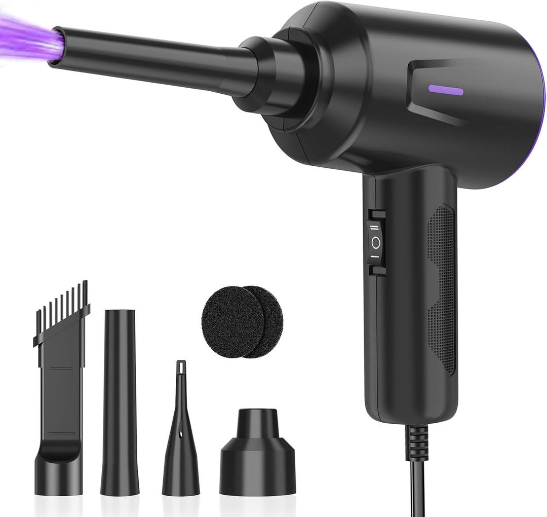 Air Duster - Compressed Air - 5.74 oz High Power Cleaning for Computer - PC - 2 Gear Air Blower (Black Purple)