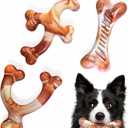 Dog Chew Toy for Aggressive Chewers, Light Brown Bone Dog Toys,Bacon Flavor,Indestructible Dog Bone Toys for Medium/Large Breed to Keep Them Busy