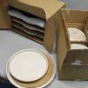 Famiware Milkyway Plates and Bowls Sets, 12 Pieces Dinnerware Sets, Reactive Glaze Dish Set, Stoneware Dishes Set for 4, Matte Beige White