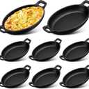 Mifoci 8 Pack Mini Cast Iron Fajita Skillet, 7.1" x 4.7" Oval Sizzling Steak Plate Pan Small Ramekin Set Black Casserole Dish for Stove Oven Grill Restaurant Kitchen Indoor Outdoor Picnic