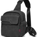Cwatcun Camera Sling Bag Compact Small Camera Case, Waterproof Canvas Crossbody Camera Bag with Rain Cover, Travel Photography Bag for Canon, Nikon, Sony, Fuji DSLR/SLR/Mirrorless Cameras, Lens 5-9-8 inch