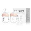 Small Glass Baby Bottle for Newborn Breastfeeding Babies, Preemie & Extra Slow Flow Nipples (SS), Anti-Colic, Breast-Like, 0 Months+, 3 oz, 2 Pack - Pink