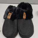 COFACE Women's Memory Foam House Slippers Arch Support Moccasin Winter Shoes Ladies Warm Fuzzy Faux Fur Collar With Indoor Outdoor Rubber Sole (, Black)