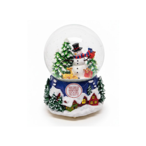 Lewondr Christmas Snow Globe, Santa Claus Xmas Music Box with Swirling Snowflake & Light, Battery & USB Powered Xmas Water Globe, Christmas Tree Decoration for Home Bedroom Fireplace, White