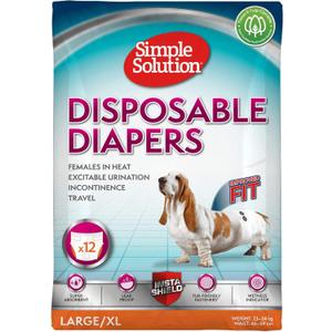 Simple Solution Disposable Dog Diapers for Female Dogs | Super Absorbent Leak-Proof Fit | Large | 12 Count (Pack of 1)