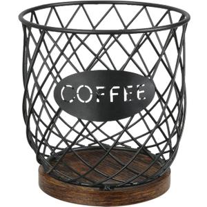 YINMIT K Cup Holder Organizer, Sturdy Coffee Pod Holder Organizer, 35 Kcup Large Capacity Storage Basket for Kitchen Counter and Office Desktop (Circular Grid)