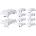 sancua 10 Pack White Tablecloth 60 x 102 Inch, Rectangle Table Cloth for 6 Feet Tables - Stain and Wrinkle Resistant Washable Polyester Table Cover for Dining Tables, Buffet Parties and Camping