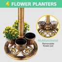 Bird Bath for Outside with 4 Removable Flower Planters 28in Polyresin Lightweight Vintage Birdbath for Outdoors Stake Standing Bowl and Water Feeder Yard Garden Decor Bronze