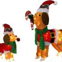 Christmas Decorations Outside Non-Collapsible Lights Christmas 2PCS Dogs Lighted with LED Warm Lights for Yard Lawn Porch Garden Living Room Bedroom Indoor Outdoor