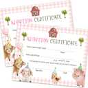 Farm Animals Adoption Certificate - Adopt an Animal Certificate for Girl - Farm Animals Adoption Party Decorations - Farm Barnyard Birthday Party Favors Supplies, 10 Adoption Certificates (CC10)