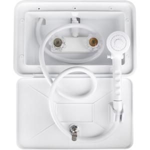 RV Exterior Shower Box Kit with Lock for Outside, Outdoor Non-Metallic RV Accessories for RVs, Fifth Wheels, Motorhomes, Travel Trailers, Campers - White
