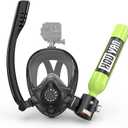 Mini Scuba Tank with Snorkel Mask 0.5L Inflatable Diving Tank with Full Face Diving Mask Pony Bottle Backup Diving Air Tank Suits for Recreational Snorkeling Shallow Diving