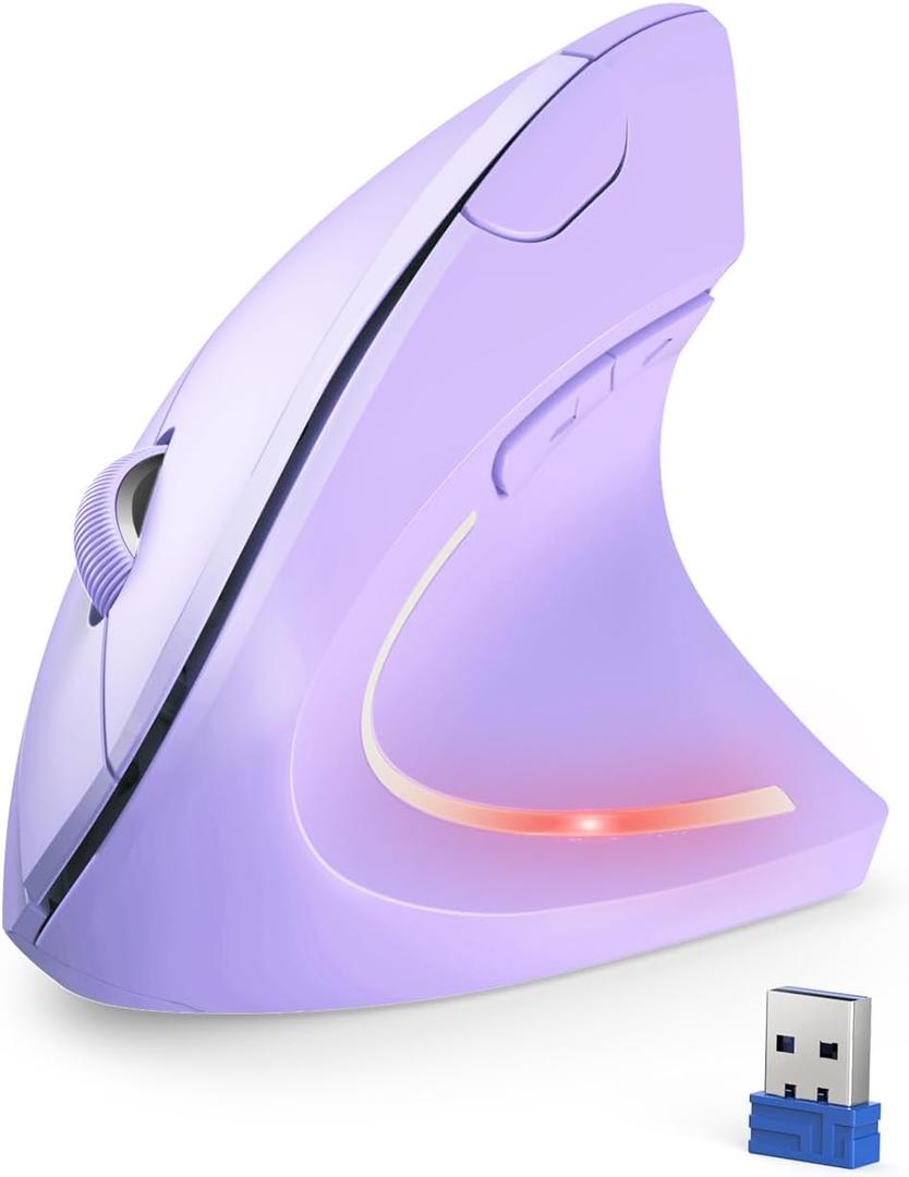TECKNET Ergonomic Mouse, 4800 DPI Silent Mouse 5 Adjustable DPI, Wireless Mouse 2.4G Vertical Mouse 6 Buttons Computer Mouse Wide Compatibility (Grey)