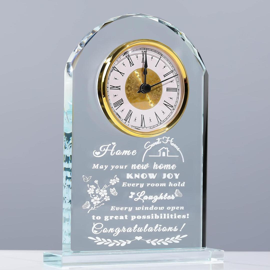 Qianwei House Warming Gifts New Home - Crystal Clock Gifts for Home Decor - Best Unique Housewarming Decor Ideas for New House Homeowner Men Friend Family