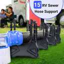 15FT RV Sewer Hose Support - Adjustable Height Camper Sewer Hose Holder with Quick Setup, Secure Rubber Bands, and Carry Strap for Travel Trailers and Motorhomes, Ensures Fast & Thorough Drainage