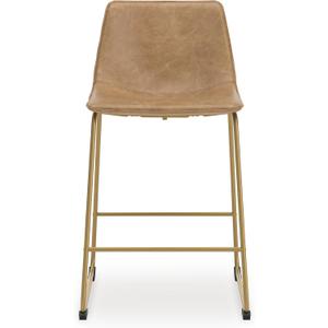 Signature Design by Ashley Bar Height Bar Stool, Set of 2, Toast/Gold, 19" W x 21.5" D x 39.25" H