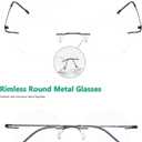 Eyekepper Frameless Reading Glasses Women - Round Rimless Readers Men Black +1.00