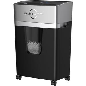 BONSEN 12-Sheet Micro Cut Paper Shredder for Home Office Use, High Security Level P-4/55 dB Ultra-Quiet / 40-Minutes Shredding Shreds Credit Card/Staples, 5.3 Gallons Pullout Bin