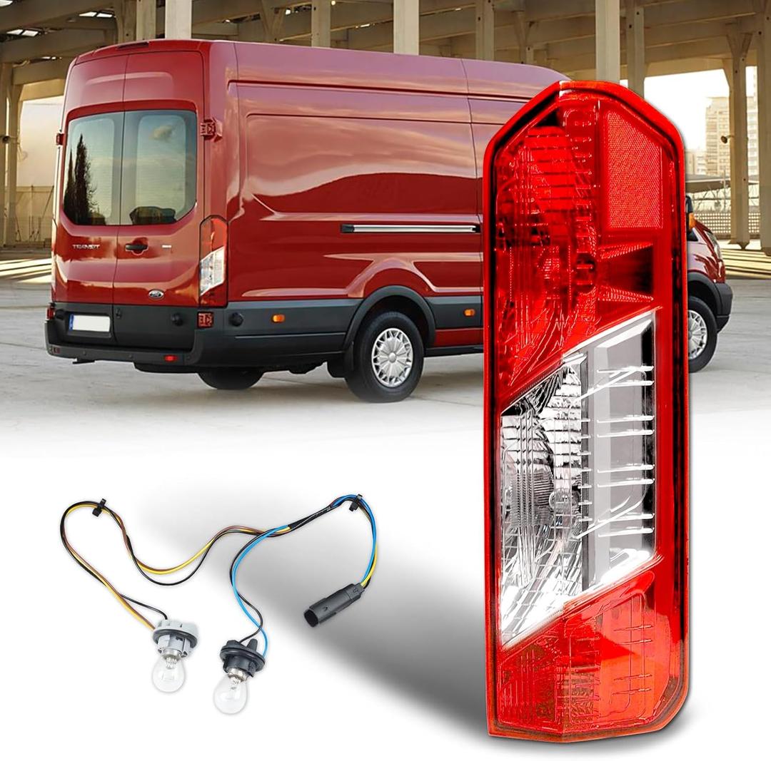 Tail Lights Compatible with Ford Transit 150 250 350 350HD 2015-2025 Rear Lamp With New Bulbs and Harness Assembly OE:CK4Z13404K, 166-02778R, FO2801242C(Right Passenger Side)