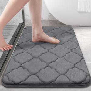 OLANLY Memory Foam Bath Mat Rug 36x24, Ultra Soft and Absorbent Bathroom Rugs, Non-Slip, Comfortable, Machine Washable Bath Carpet for Bathroom Floor, Tub, Shower and Home Decor Accessories, Dark Grey