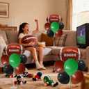Football Game Day Balloon Stand Set - Green Brown Black Football Theme Party Decorations with 4 Balloon Stand, 35 Balloons, Pump, Ribbon & Accessories for Game Day, Sports Events, Tailgates