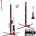3-in-1 T Ball Set - Adjustable Height, Hanging Tee Ball Set with Automatic Pitching Machine/6 Balls/Retractable Bat, TBall Stand Suit for Outdoor, Sport Toys Gifts for Kids Boys Age 3+