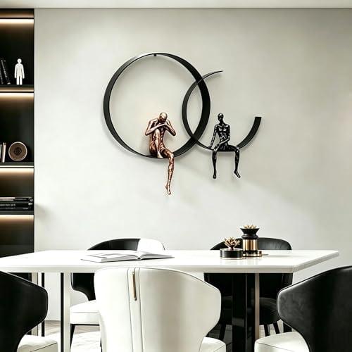 ZSKXJBPF Wall Decor, Metal & Resin 3D Wall Art, Minimalist Modern Art Work Ornaments, Thinker Wall Sculpture for Living Room Bedroom Kitchen Office Gift (2 Piece, 23.6 Inch)