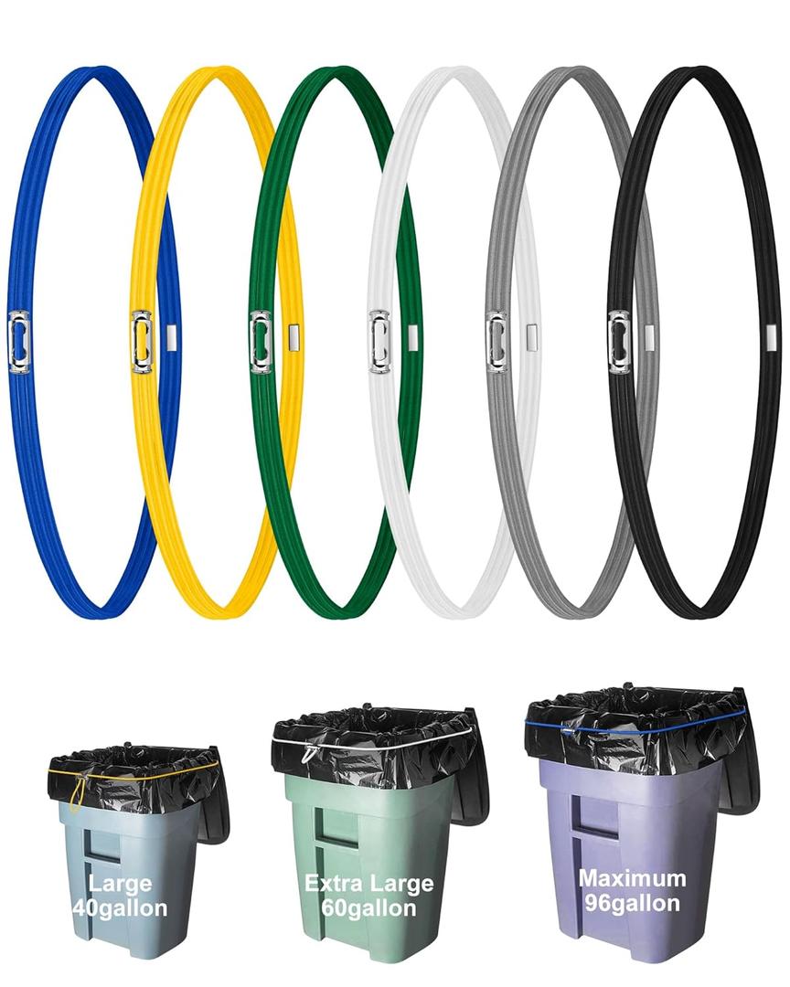 Large Rubber Bands for Trash Can Fits up 40-96 Gallon Extra Large Trash Can Rubber Bands Garbage Can Bands Outdoor Trash Bag Holder Multifunction Bands Buckles of common metal for Picnic Camping Party