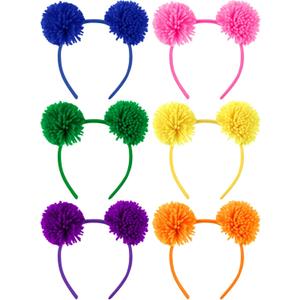 Suncalla Bear Ears Headband Costume POM Head Bopper with Plush Ball for Halloween Carnival Party Cosplay Accessories (6 Colors)