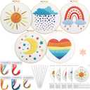 5 Set Embroidery Kit for Beginners Boho Rainbow Cross Stitch with Patterns Embroidery Hoops Instructions Embroidery Floss Needlepoint Kits DIY Adult Beginner Cross Stitch Crafts