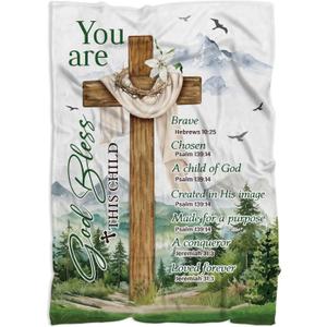 Baptism Gift for Boys, Baptism Blankets 40"x30", Christian Gift, Godchild Baptism Throw Blanket, New Parents Gifts, Boy Christening Godchild Gift, Swaddle Blanket (10)