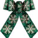 4 Inch Green Velvet Wired Ribbon 10 Yards Snowflake Metallic Crushed Velvet Christmas Ribbon for Gift Wrapping Christmas Tree Decoration Crafts Wreaths Supplies-Continuous (Green, 4"-10 Yard)