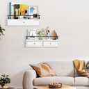 DreamPossible Floating Shelves for Wall Storage - Wall Mounted Bathroom Shelf Set of 2 with Drawers, Rustic Wood Shelves for Bedroom, Living Room, Kitchen, Home Decor, Plants, Books, 15.8 Inch Long