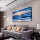 Lapremoly Large Wall Art For Living Room Canvas Wall Decor For Office Bedroom Wall Decorations Blue Ocean Beach Wall Painting Sunny Sea View Wave Wall Pictures Artwork Hotel Home Decor 30" X 60"
